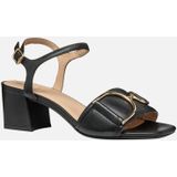 GEOX - NEW ERAKLIA 50 - Sandalen - ZWART - Nappa - Damessandaal met Metalen Detail