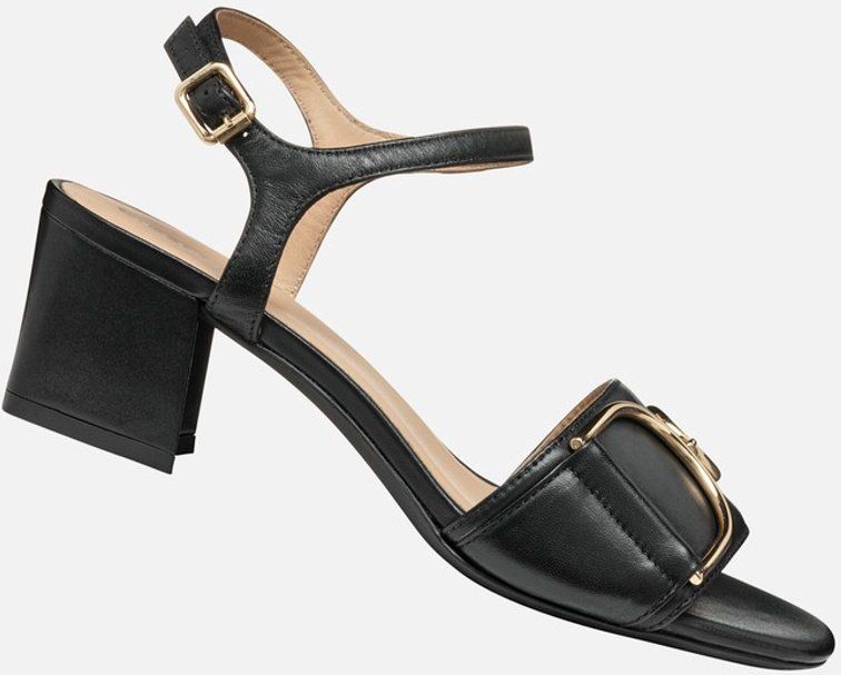 GEOX - NEW ERAKLIA 50 - Sandalen - ZWART - Nappa - Damessandaal met Metalen Detail