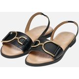 GEOX NAILEEN Sandalen - ZWART - Nappa - Platte Damesmodel