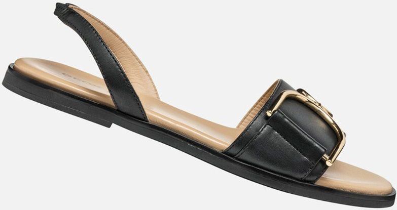 GEOX NAILEEN Sandalen - ZWART - Nappa - Platte Damesmodel