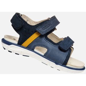 Geox - Delhi - Sandalen - Marineblauw - Leer en Suède - Klittenbandsluiting