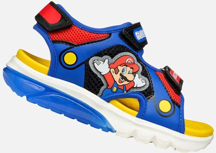 Geox - Ciberdron - Sandalen - Blauw - Mesh en Leerachtig Materiaal