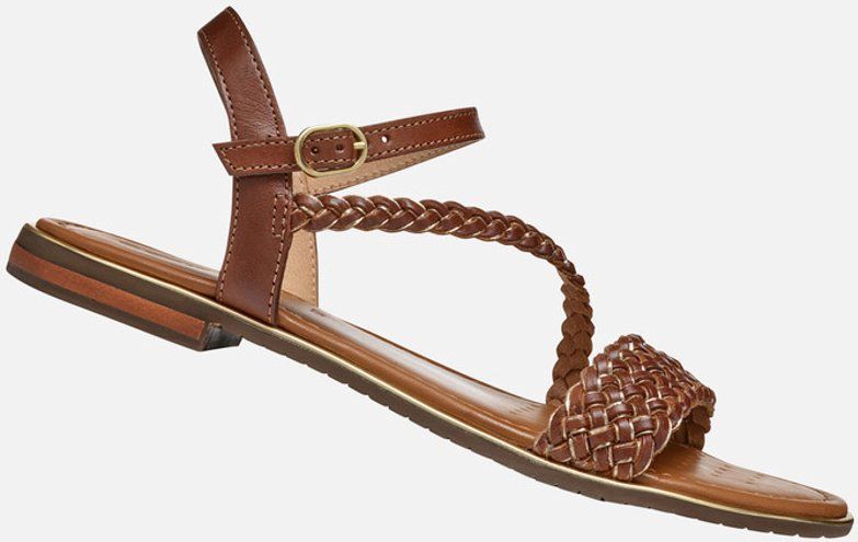 GEOX - SOZY PLUS - Sandalen - TABAK/LICHTGOUD - Leer/Metallic Leer