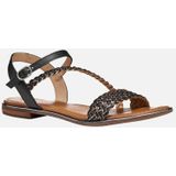 GEOX SOZY PLUS Sandalen - Zwart/Gunmetal - Leer/Metallic Leer