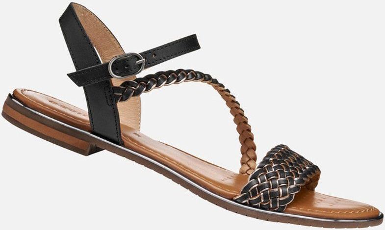 GEOX SOZY PLUS Sandalen - Zwart/Gunmetal - Leer/Metallic Leer