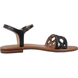 GEOX - Sozy - Platte Leren Sandalen - Zwart - Leer