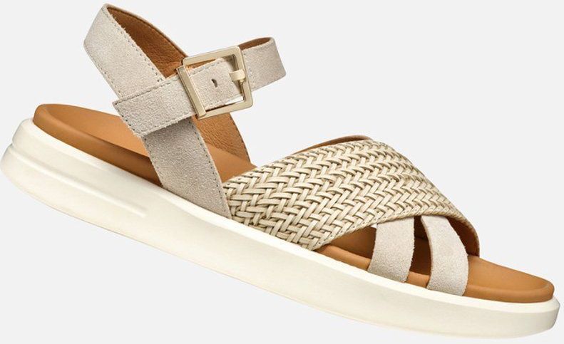 GEOX - XAND 2S - Sandalen - Lichte Taupekleur - Suède - Gekruiste Banden