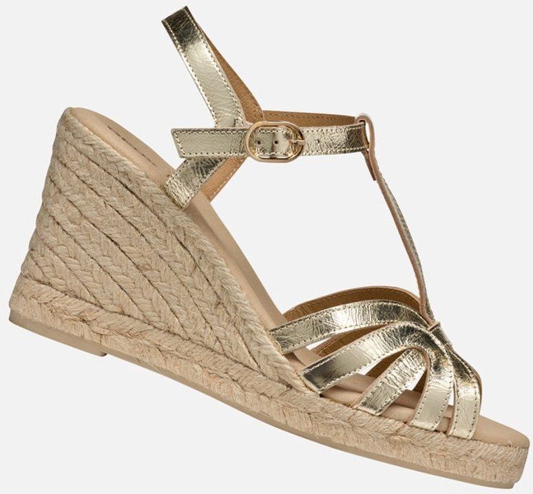 Geox - Gelsa - Sandalen - Metallic - Leer - Sleehak van Jute
