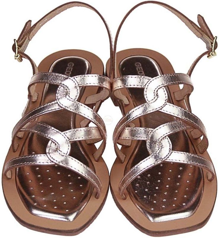 GEOX - Sozy - Platte Leren Sandalen - Goudkleur - Leer