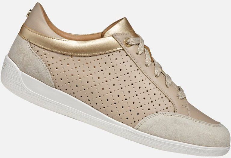 GEOX MYRIA Sneakers - Lichte Taupekleur - Lederlook - Suède