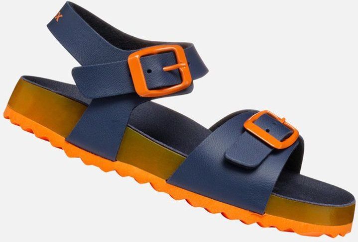 GEOX - GHITA - Sandalen - Marineblauw/Oranje - Lederlook - Ademend