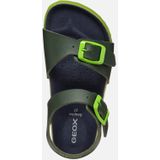 GEOX - GHITA TIENERS - Sandalen - Donkergroen/Lime - Lederlook - Ademend