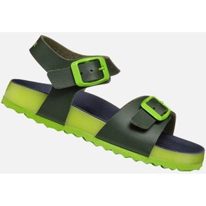 GEOX - GHITA TIENERS - Sandalen - Donkergroen/Lime - Lederlook - Ademend