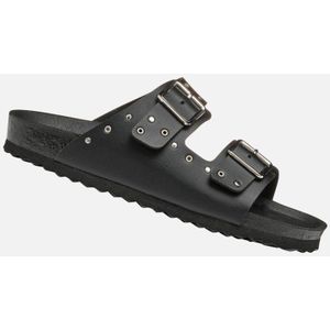 GEOX ADRIEL Sandalen - Zwart/Zilver - Lederlook - Verstelbare Bandjes