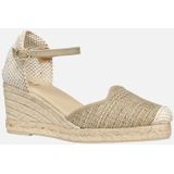 GEOX - GELSA LOW - Sandalen - Lichte Taupekleur - Textiel met Schapenleereffect