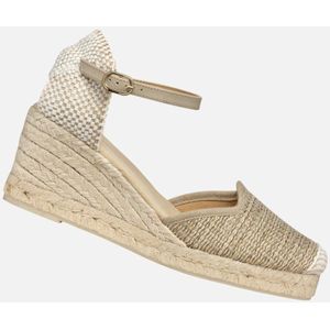 GEOX - GELSA LOW - Sandalen - Lichte Taupekleur - Textiel met Schapenleereffect