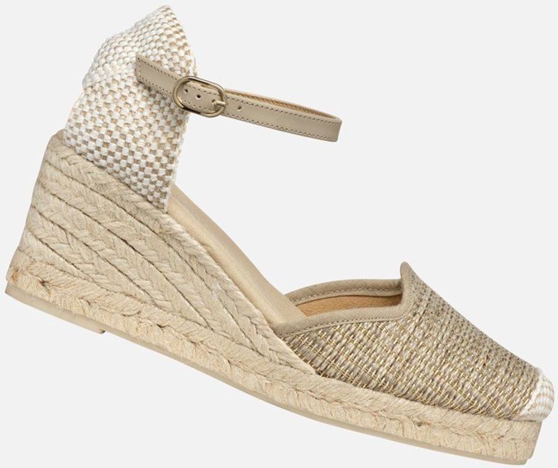 GEOX - GELSA LOW - Sandalen - Lichte Taupekleur - Textiel met Schapenleereffect