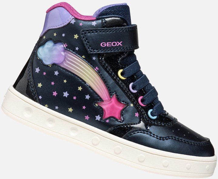 GEOX - Sneakers met LED - Marineblauw - Polyurethaan