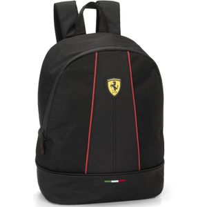 Ferrari Middelbare school rugzak voor middelbare school, middelbare school en basisschool, met grote vakken in het midden met ritssluiting en verstelbare schouderbanden, 28 x 40 x 15,5 cm, zwart