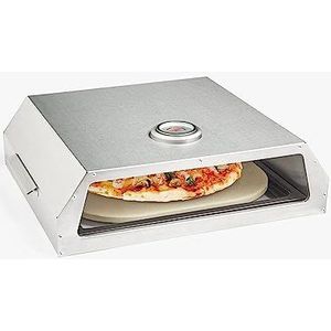 Pizzaoven van keramische steen met snelle verwarming, gelijkmatig koken, roestvrijstalen afzuigkap en pizzaschep inbegrepen, voor heerlijke zelfgemaakte pizza