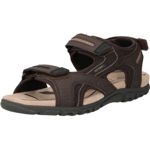 Geox - Strada - Herensandaal - Bruin - Synthetisch Leer - Klittenbandsluitingen