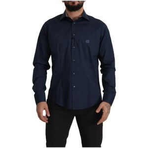 Roberto Cavalli Katoen Formeel Shirt Navyblauw