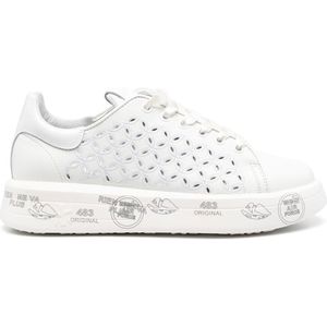 Premiata Belle 6283 Witte Leren Sneakers met Intricate Geperforeerde Borduursels , White , Dames , Maat: 36 EU