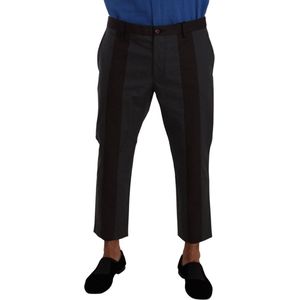 Dolce & Gabbana - Grijze Bordeaux Gestreepte Geknipte Broek - Heren - Katoen