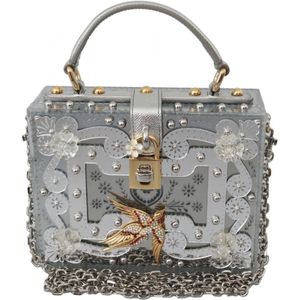 Dolce & Gabbana Dames zilver hangslot Sling Clutch Crystal BOX Bag