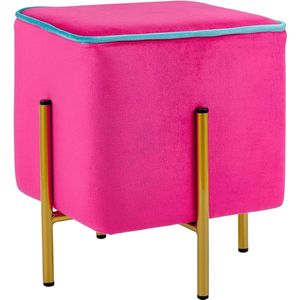 Ottomaans, fuchsia turquoise rand, groot