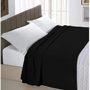 Italian Bed Linen Max Color Bovenlaken in effen kleur, 100% katoen, zwart, enkel