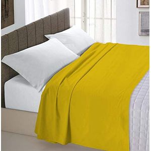 Max Color Bedlaken effen, 100% katoen, voor tweepersoonsbed Maxi 270 x 300 cm, mosterd