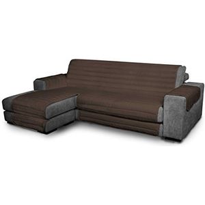 Elegant Bankovertrek, bruin 290 cm + chaise longue, 100% microvezel