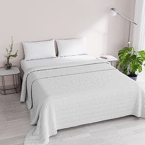 Italian Bed Linen Satijn Zomer Quilt, Polyester, Wit, 260x250cm