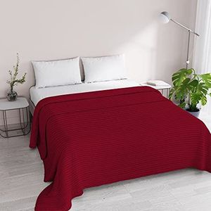 Italian Bed Linen Stripes zomerdekbed, polyestersatijn, bordeaux, tweepersoonsbed, 260 x 250 cm