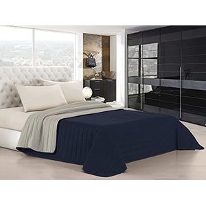 Italian Bed Linen Elegant zomerdeken, microvezel, donkerblauw/lichtgrijs, tweepersoonsbed