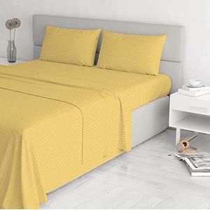 Italian Bed Linen Satin Stripes beddengoed, geel, dubbel