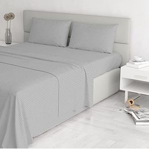 Italian Bed Linen Satin Stripes beddengoed, grijs, dubbel