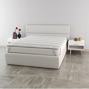 Italian Bed Linen Elegant gewatteerde topper, wit, dubbele