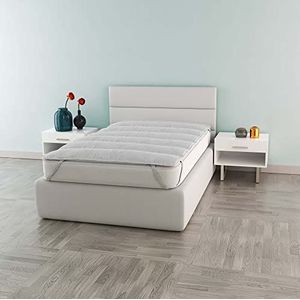 Italian Bed Linnen Bamboo gewatteerde visstrozen met rubberen ringen, 85 x 195 cm, wit, 85 x 195 cm