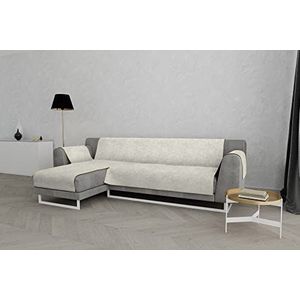 Italian Bed Linen ""Glamour"" Anti-Slip Sofa Cover met Chaise-Longue Links, Crème, 290cm