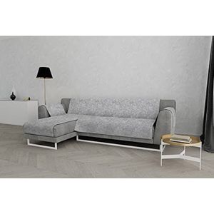 Italian bed linnen ""Glamour"" antislip sofa cover met chaise longue links, lichtgrijs, 190 cm