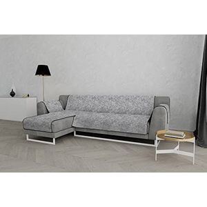 Italian bed linnen ""Glamour"" antislip sofa cover met chaise longue links, donkergrijs, 290 cm