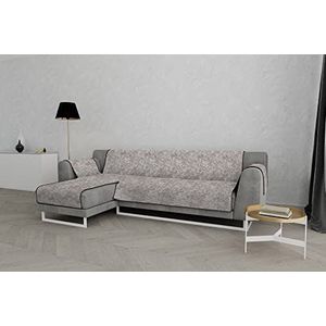 Italian bed linnen ""Glamour"" antislip sofa cover met chaise longue links, bruin, 240cm