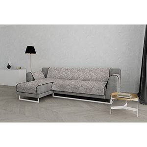 Italian bed linnen ""Glamour"" antislip sofa cover met chaise longue links, bruin, 290 cm