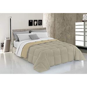 Italian Bed Linen Winterdekbed elegant, duifgrijs/crème, 220 x 260 cm, zwart/zwart, T-EL-tortora/panna-1PM