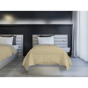 Italian Bed Linen Zomerdekbed, vuurvast, tweekleurig, satijn, taupe/crème, 150 x 200 cm