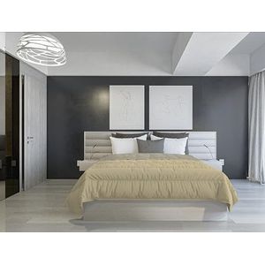 Italian Bed Linen Zomerdekbed, vuurvast, tweekleurig, 250 x 200 cm, taupe/crème