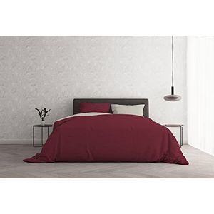 Italian Bed Linen Beddengoedset ""Natural Colour"", bordeaux/crème, tweepersoonsbed