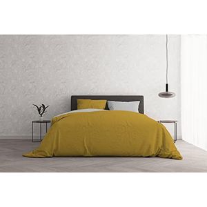 Italian Bed Linen Beddengoedset ""Natural Colour"", katoen, mosterd/lichtgrijs, tweepersoonsbed
